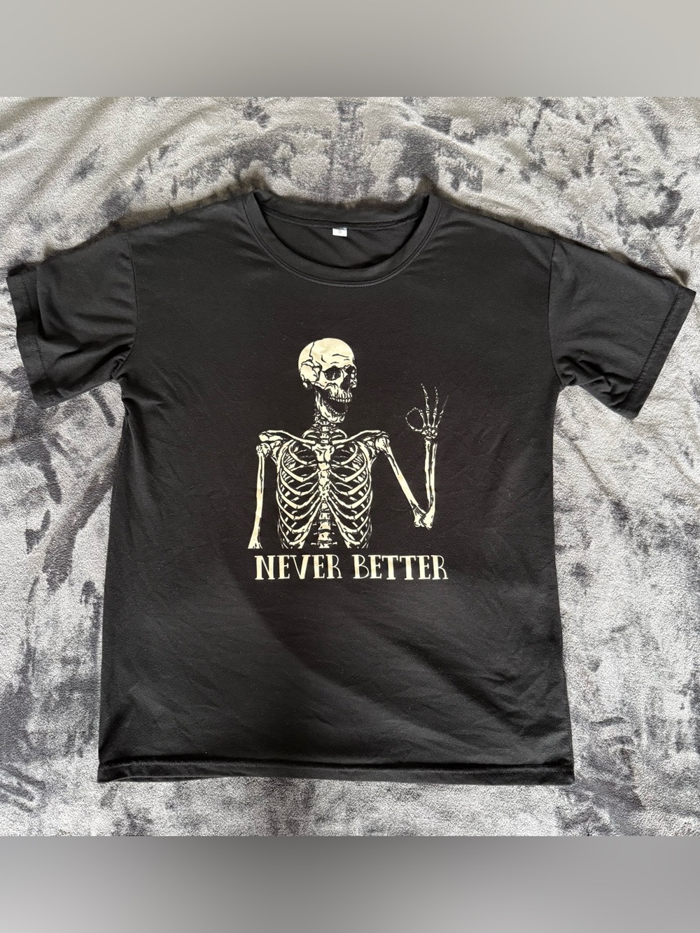 Never Better Black Graphic Skeleton Tee - Women